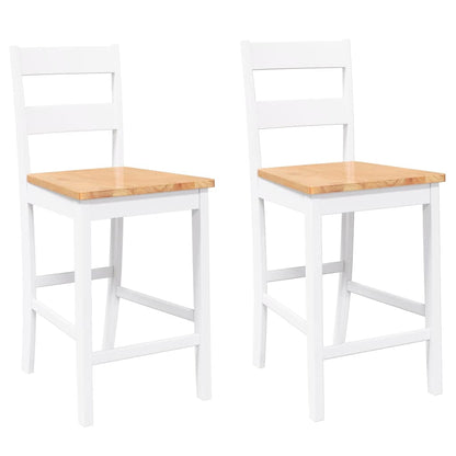 Taburetes De Bar 2 Uds Madera Maciza Blanca Caucho_0