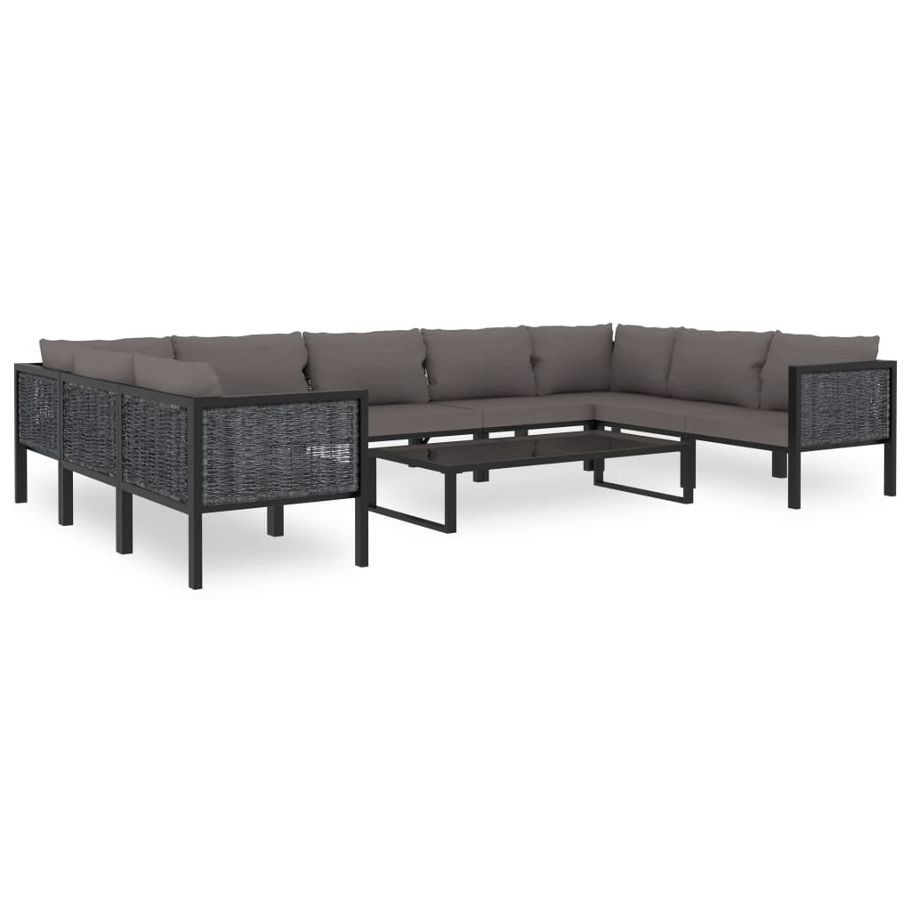 Vidaxl Muebles De Jardín 10 Pzas Y Cojines Ratán Sintético Antracita_0