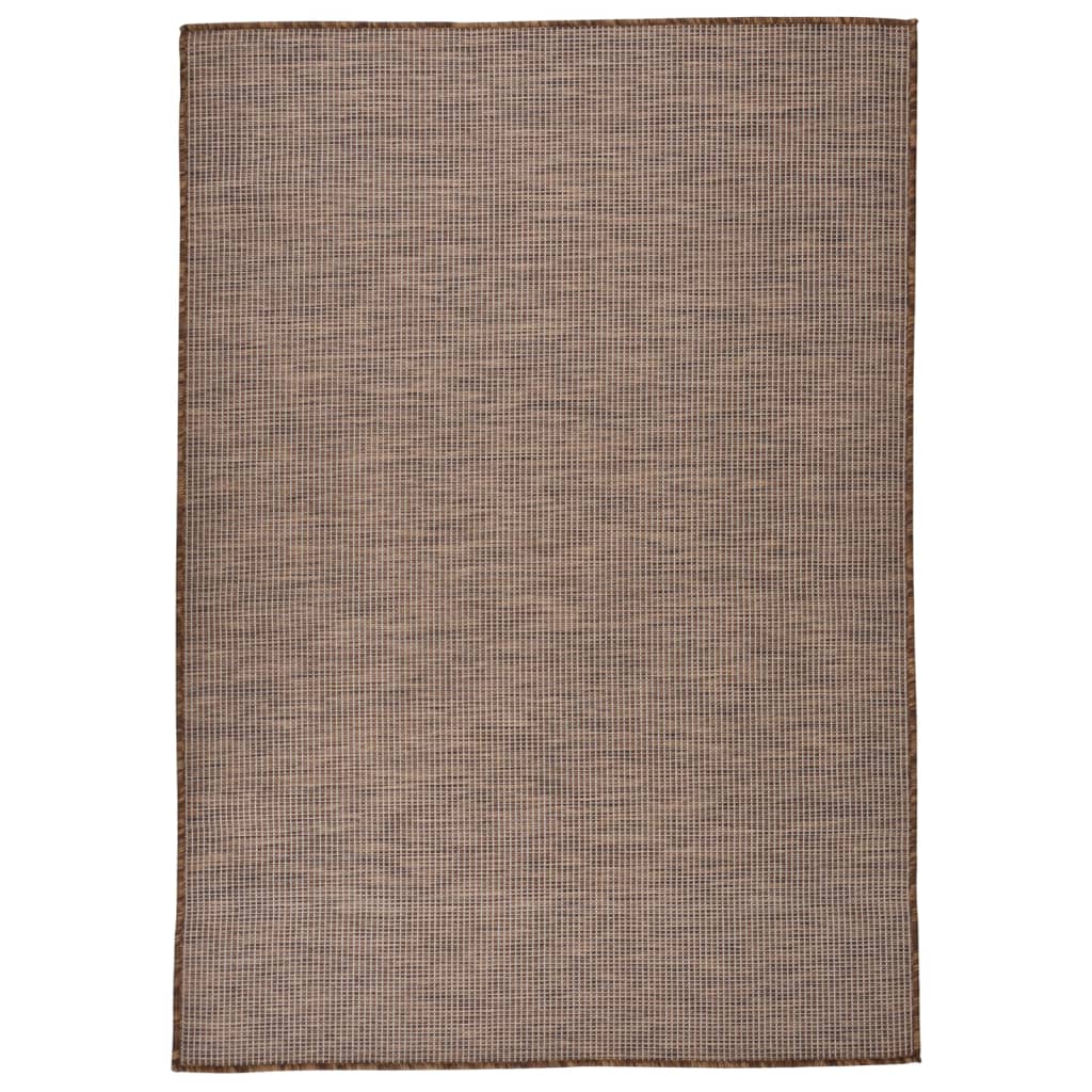 Alfombra De Exterior De Tejido Plano Marrón 160x230 Cm_1