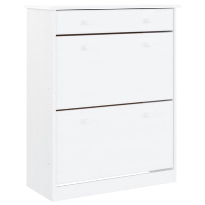 Mueble Zapatero Alta Madera Maciza De Pino Blanco 77x35x96 Cm / Vetonek_3