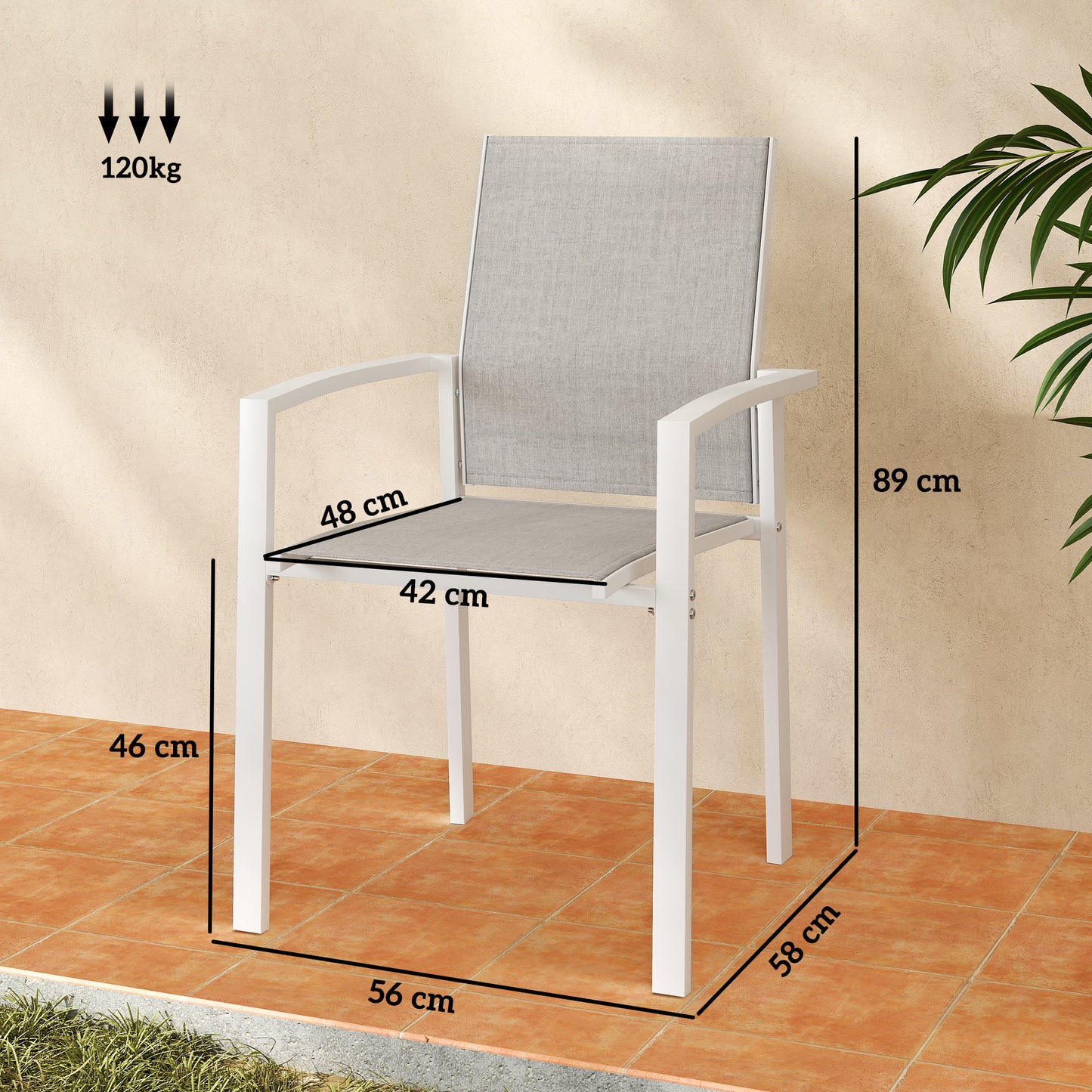 Outsunny Juego De 2 Sillas De Jardín Exterior Con Tela Transpirable Reposabrazos_2