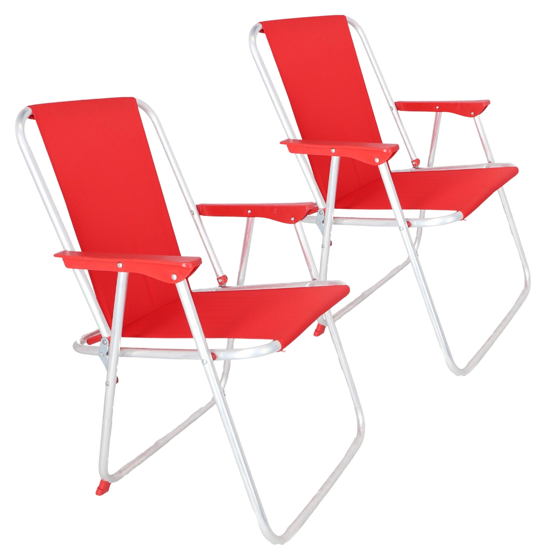 Juego de 2 Sillas de Playa Metálicas Plegables Color Rojo (44 x 44 x 74 cm)_0