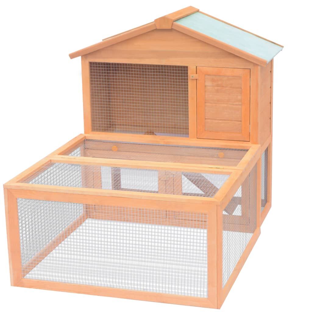 Vidaxl Conejera Jaula De Animales Con Patio Exterior Madera_0