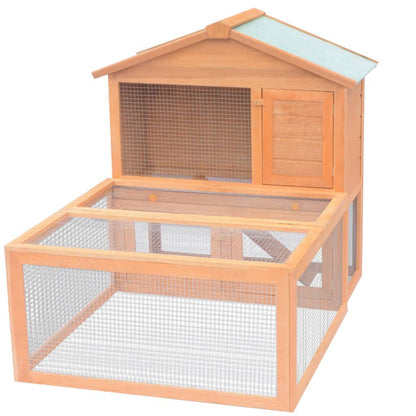Vidaxl Conejera Jaula De Animales Con Patio Exterior Madera_0