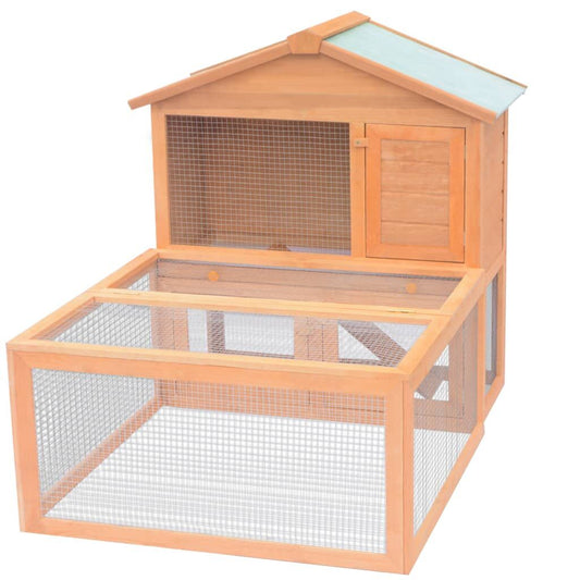 Vidaxl Conejera Jaula De Animales Con Patio Exterior Madera_0