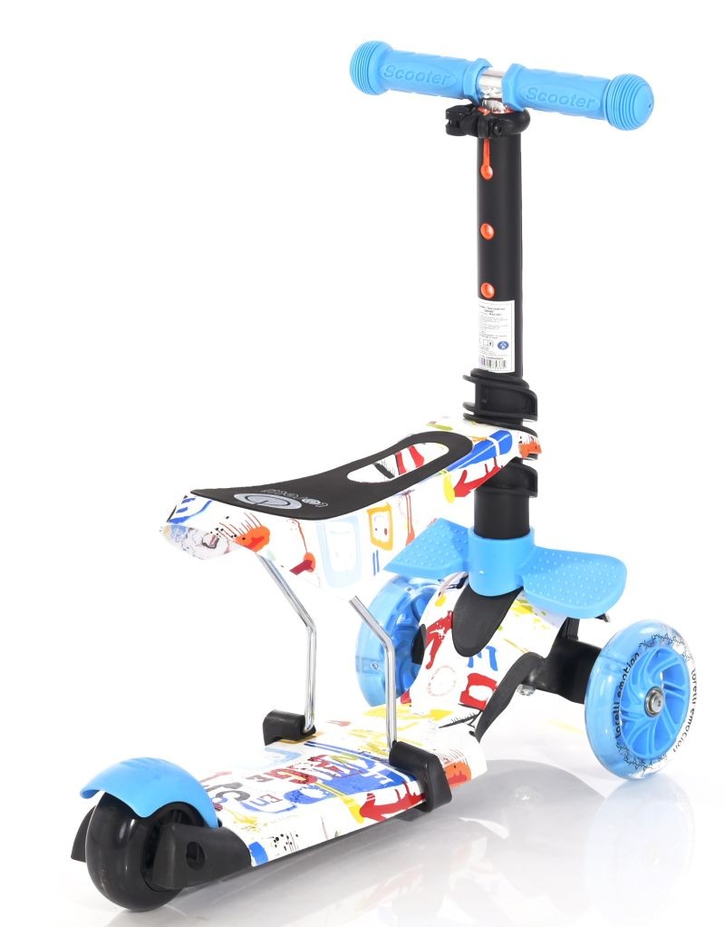 Patinete Infantil Con Asiento Smart Blue Tracery_1