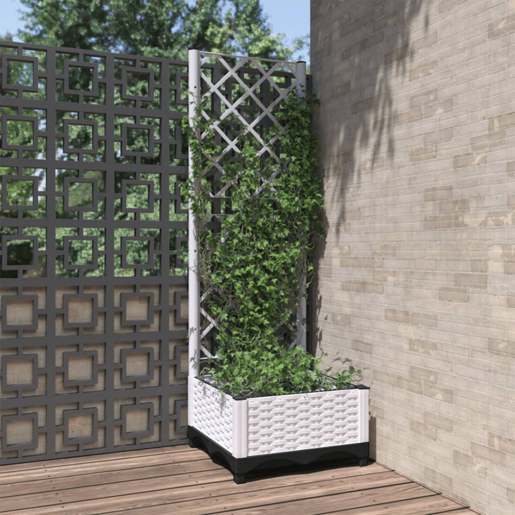 Jardinera Con Enrejado Pp Blanco 40x40x121,5 Cm_1