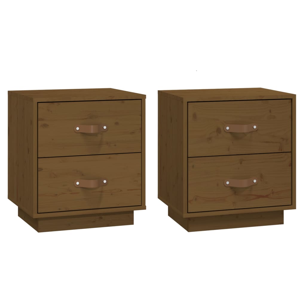 Mesitas De Noche 2 Uds Madera De Pino Marrón Miel 40x34x45 Cm_0