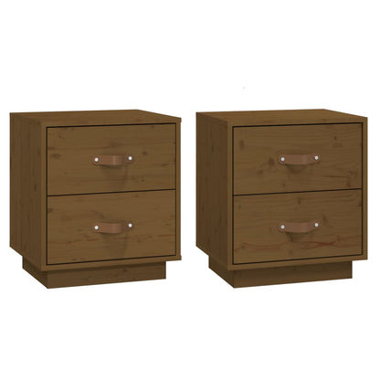 Mesitas De Noche 2 Uds Madera De Pino Marrón Miel 40x34x45 Cm_0