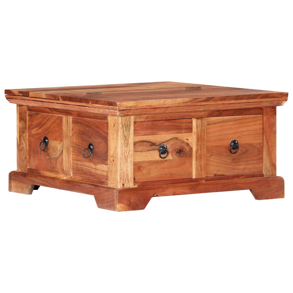 Mesa De Centro De Madera Maciza De Acacia 66x70x35 Cm_0