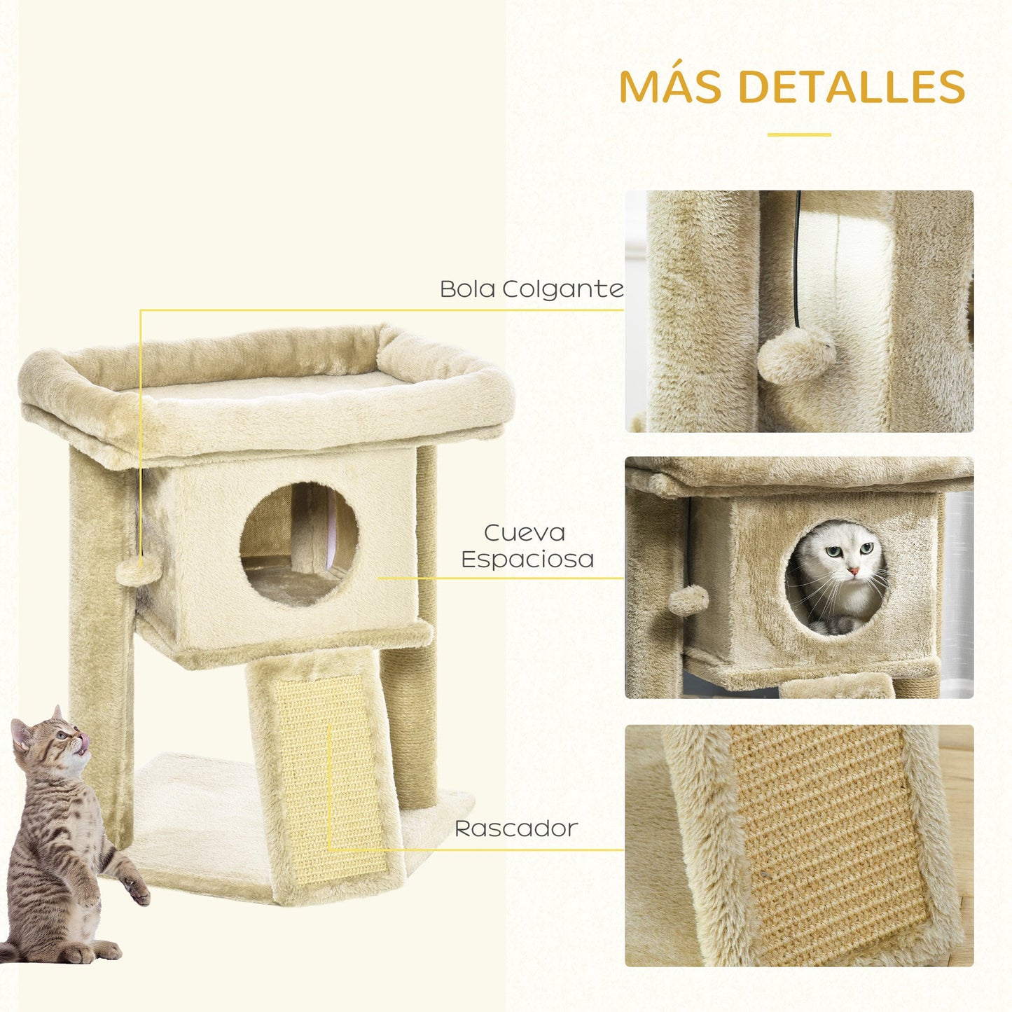 Pawhut Árbol Rascador Para Gatos Pequeños 57 Cm_4