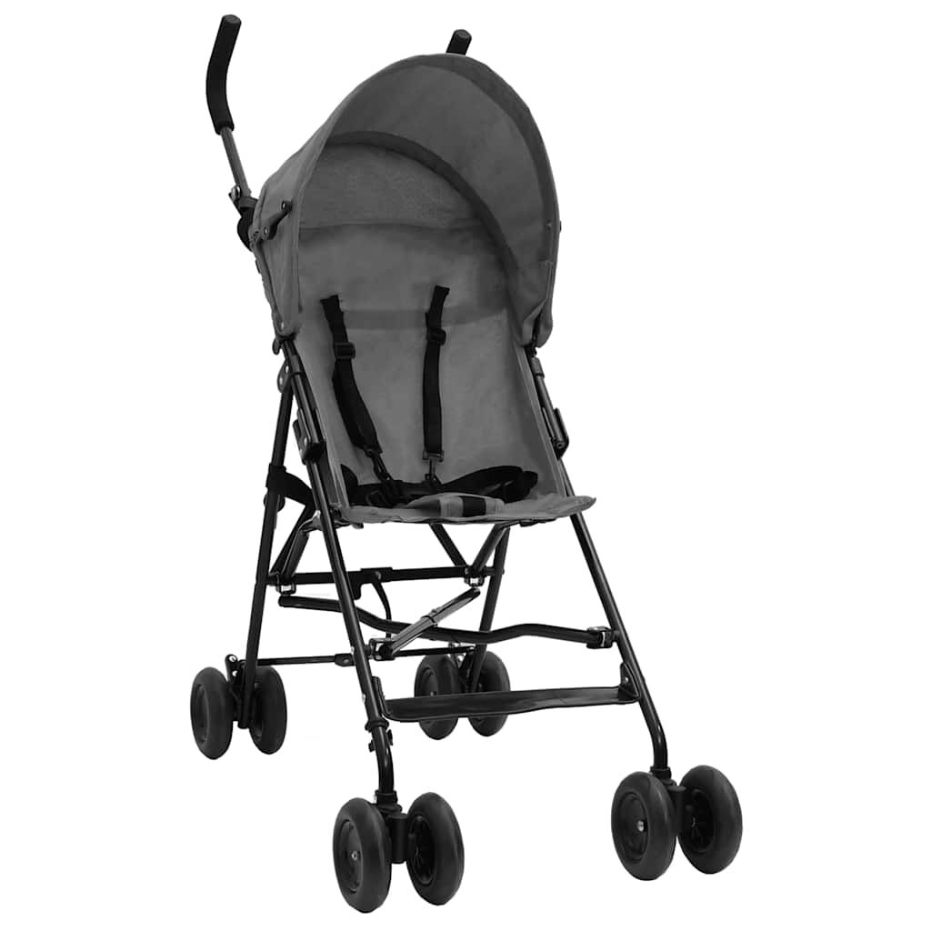 Vidaxl Silla De Paseo De Bebé Acero Gris Claro Y Negro_0