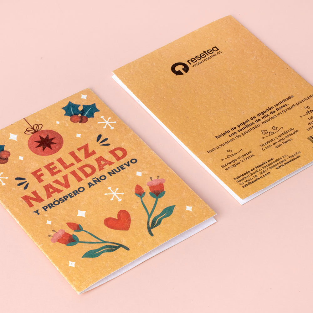 Tarjeta Navideña Plantable Feliz Navidad Con Semillas De Flores - Regalo Original - Resetea_3