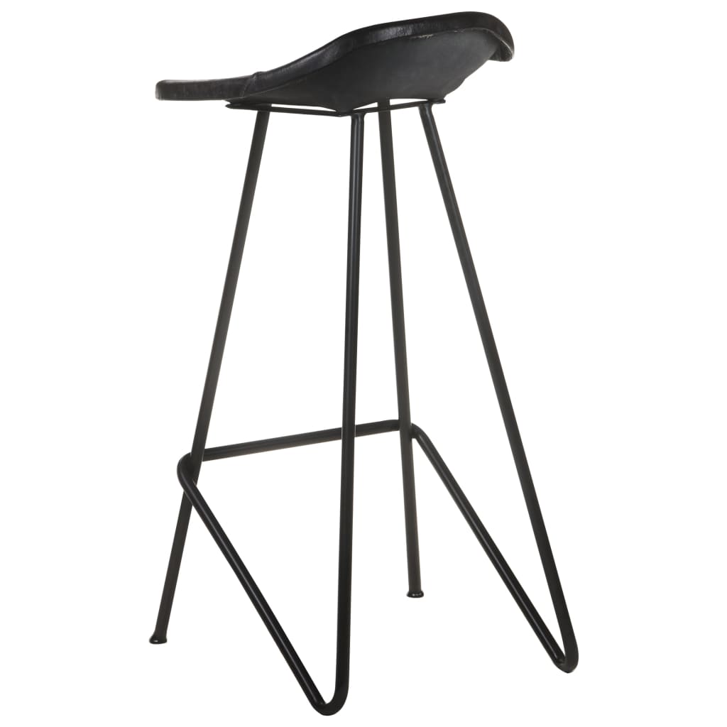 Taburetes De Cocina 2 Unidades Cuero Auténtico Negro_2
