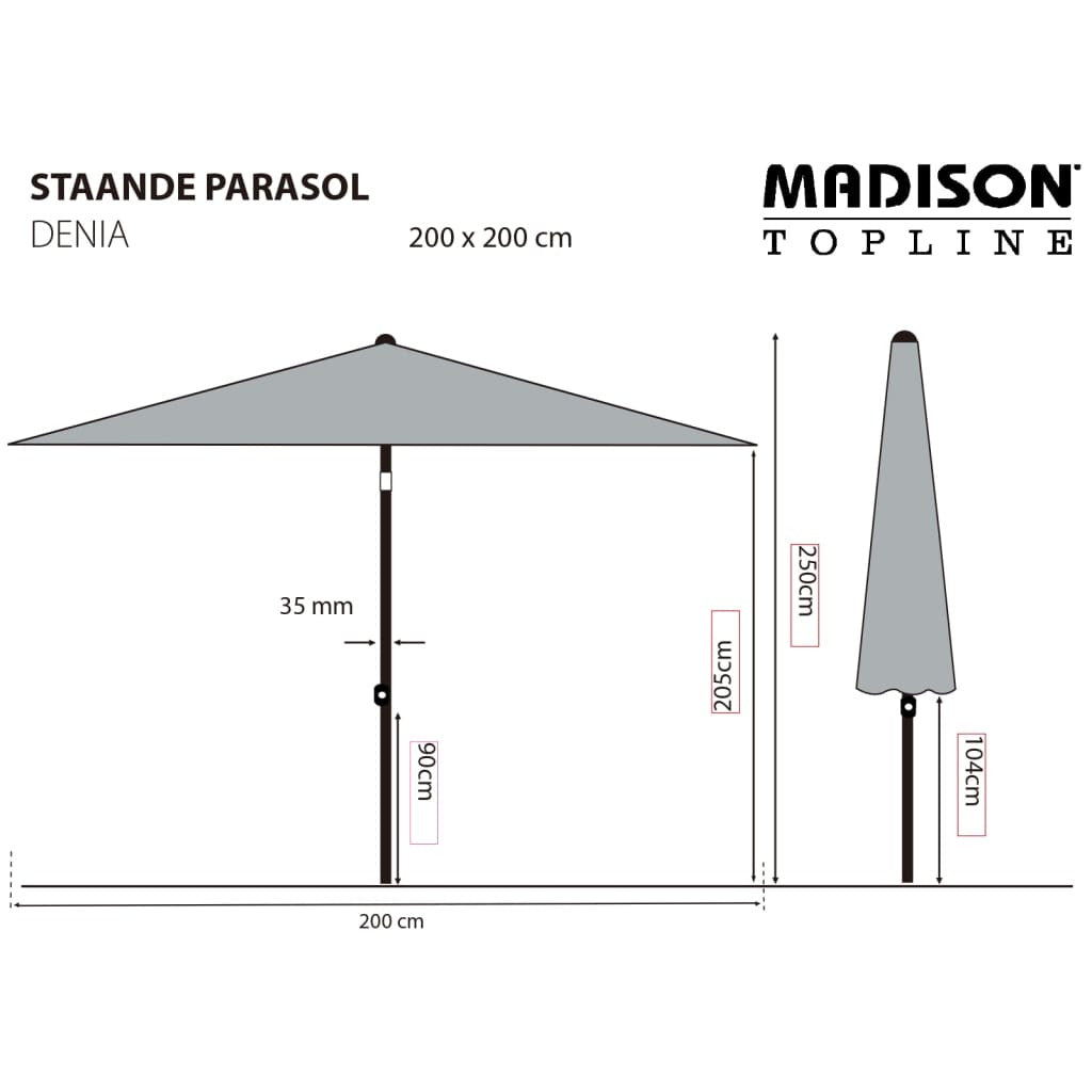 Madison Sombrilla De Jardín Denia Color Crudo 200x200 Cm_2