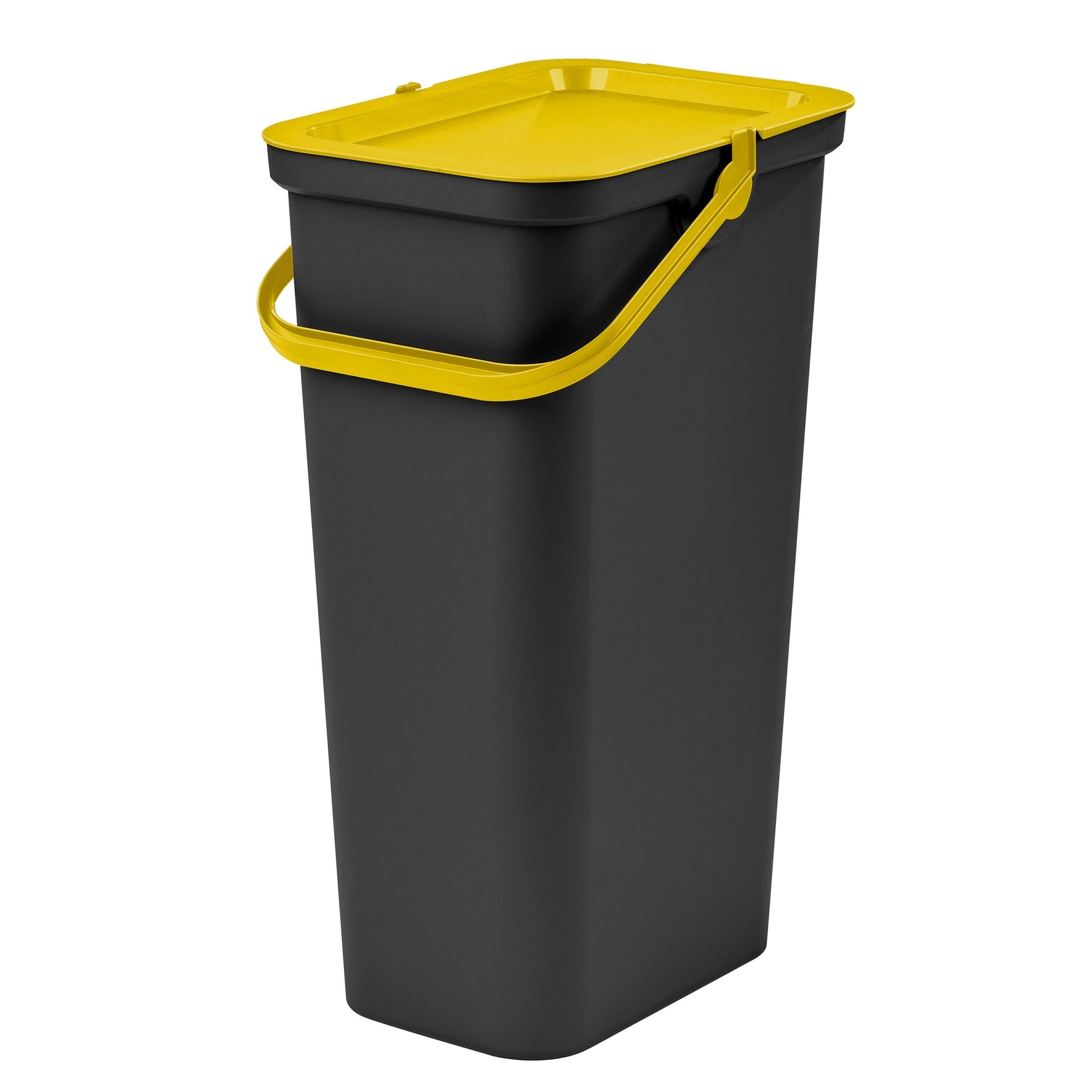 Papelera moda 40l Con Asa (cubo Negro-tapa Ámbar)