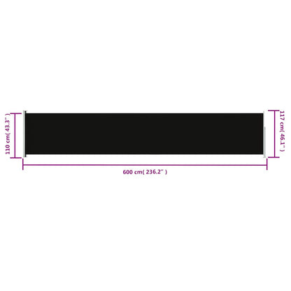Vidaxl Toldo Lateral Retráctil De Jardín Negro 117x600 Cm_2
