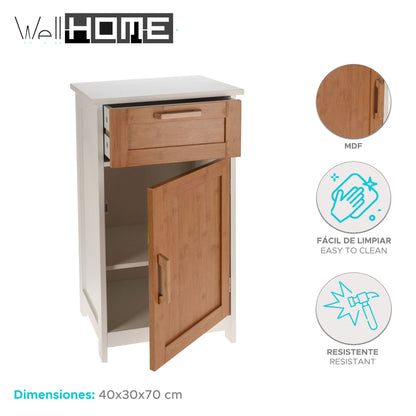 Well Home Armario En Mdf Color Bambú H.70cm