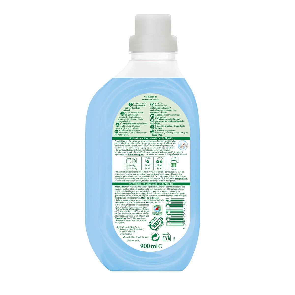 Pack 8x Suavizante Flor Algodón Frosch 900 ml