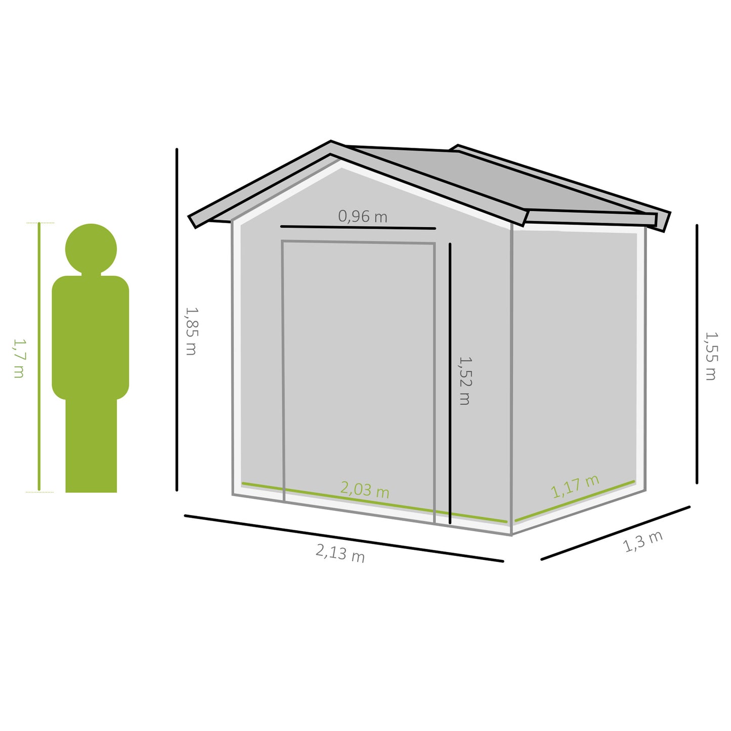 Outsunny Caseta De Jardín 213x130x185 Cm Con 2 Puertas Correderas Y 4 Ventanas_2