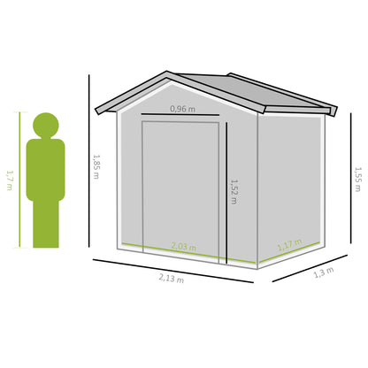 Outsunny Caseta De Jardín 213x130x185 Cm Con 2 Puertas Correderas Y 4 Ventanas_2