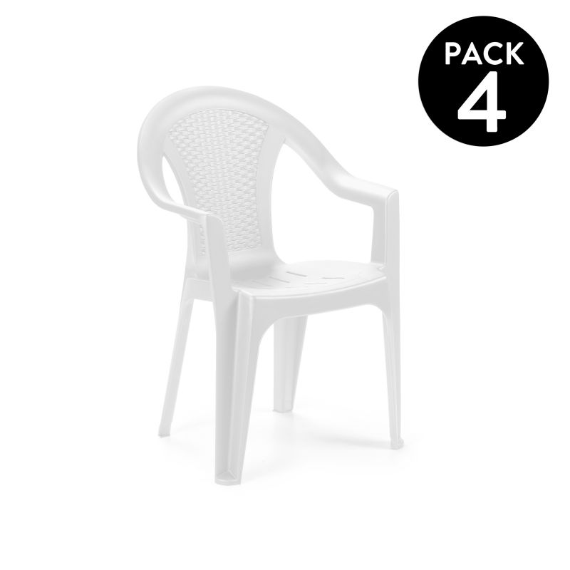 Pack 4 Sillas De Exterior Coral Apilables, Polipropileno, Blanco, 54 X 81 X 56_0