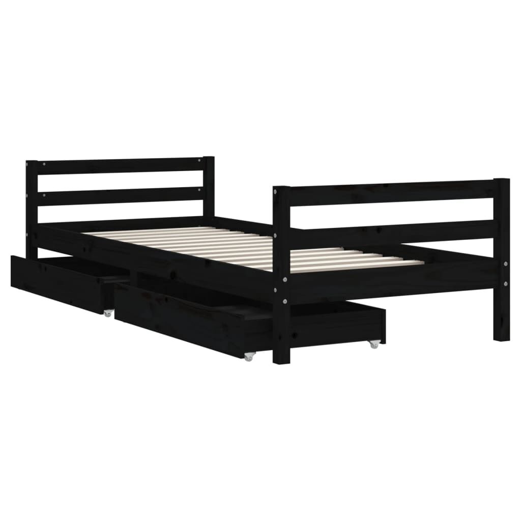 Vidaxl Estructura De Cama Niños Con Cajones Madera Pino Negro 80x200cm_3