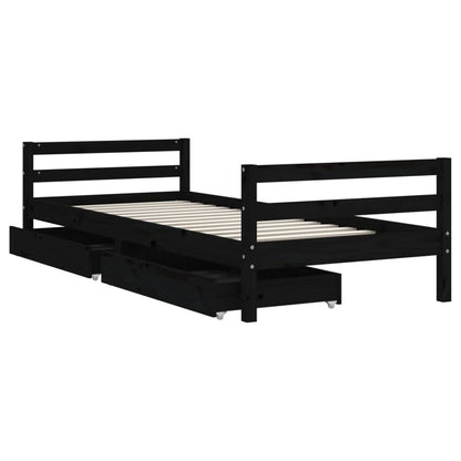Vidaxl Estructura De Cama Niños Con Cajones Madera Pino Negro 80x200cm_3