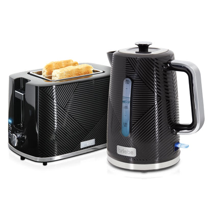 Briebe Elegance Set Tostadora Pan Ranura Ancha 2 Rebanadas + Hervidor Agua Eléctrico 1,7l Inalámbrico, Skt1170blk,negro_0