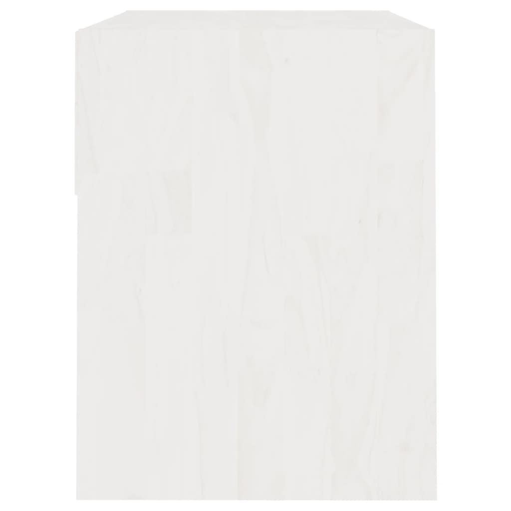 Mesita De Noche Madera Maciza De Pino Blanco 40x31x40 Cm_3