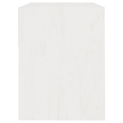 Mesita De Noche Madera Maciza De Pino Blanco 40x31x40 Cm_3
