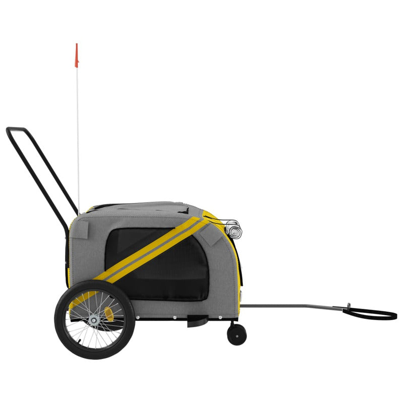 Vidaxl Remolque De Bicicleta Mascotas Hierro Tela Oxford Amarillo Gris_5