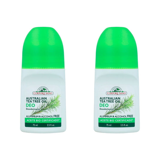 Pack 2x Desodorante roll-on árbol de té Corpore Sano 75 ml