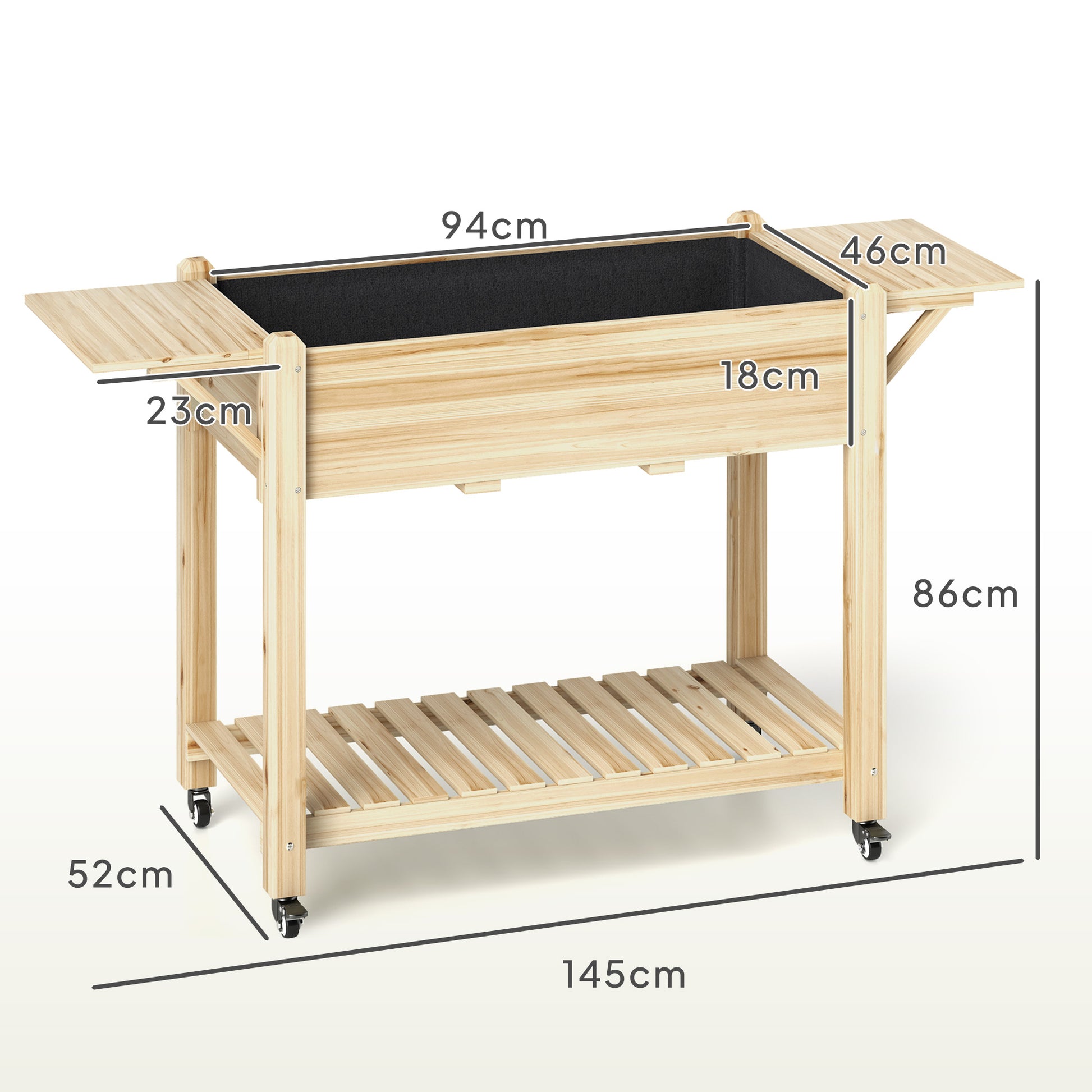 Outsunny Huerto Urbano Con Ruedas Repisas Plegables 145x52x86 Cm Natural_2