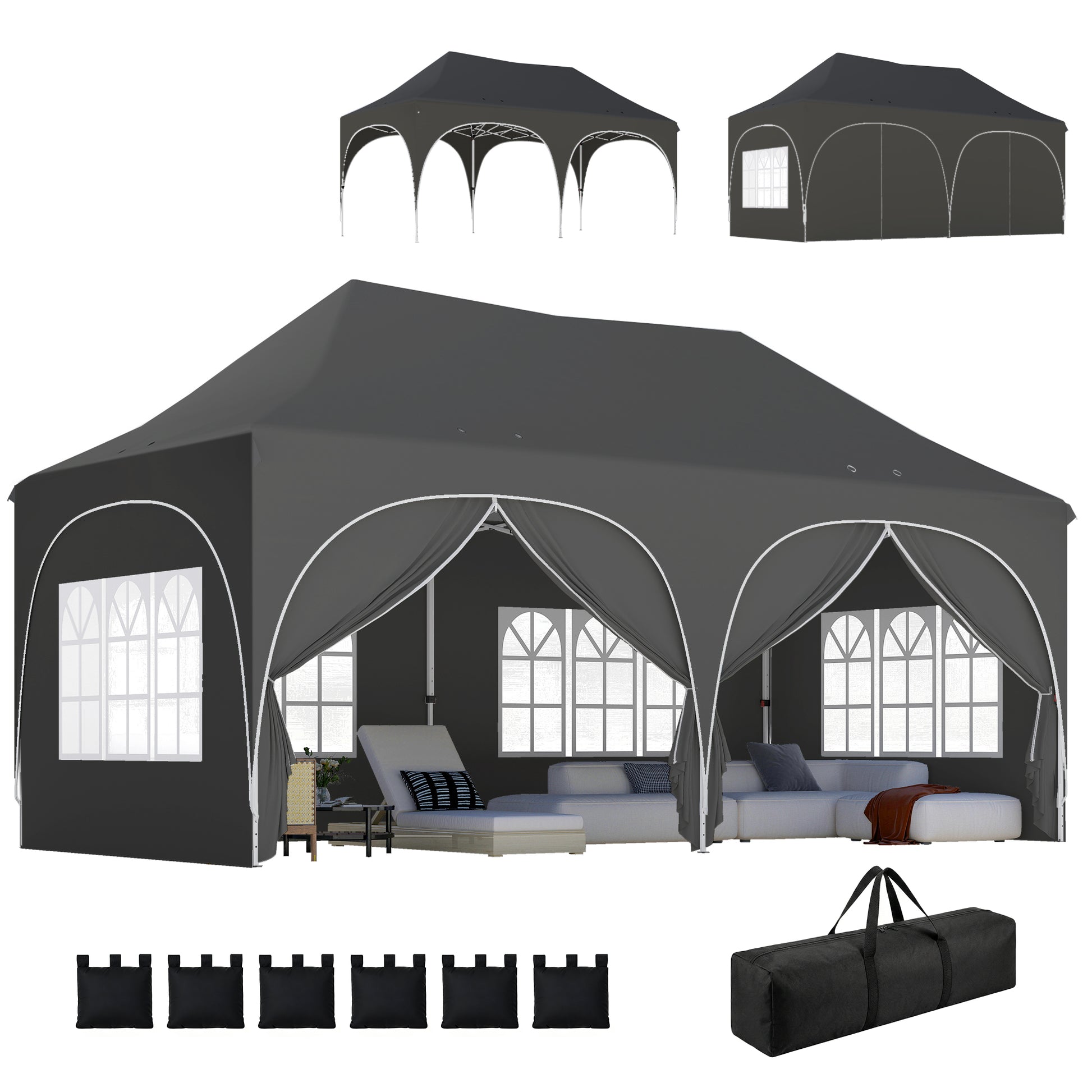 Outsunny Carpa Plegable 6x3 M_0