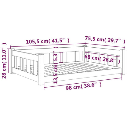 Vidaxl Cama Para Perros Madera Maciza De Pino Blanco 105,5x75,5x28 Cm_2