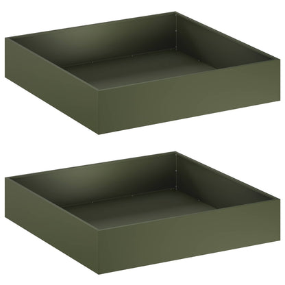Macetero De Jardín 2 Uds. Verde Oliva 80 X 80 X 20 Cm_0