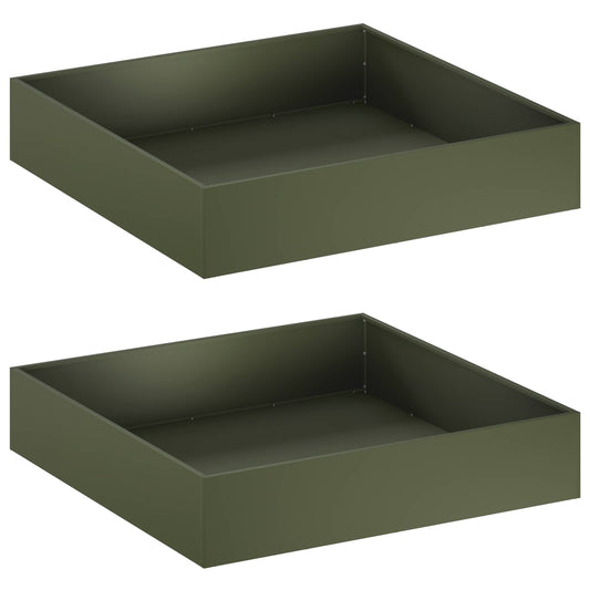 Macetero De Jardín 2 Uds. Verde Oliva 80 X 80 X 20 Cm_0