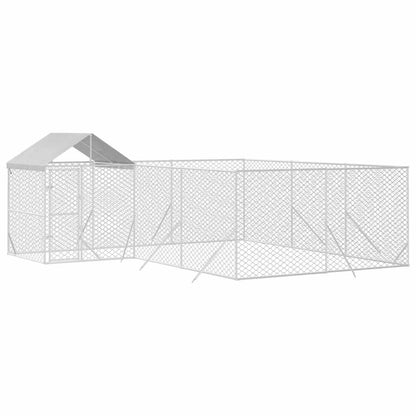 Perrera De Exterior Con Techo Acero Galvanizado Plata 6x6x2,5 M_2