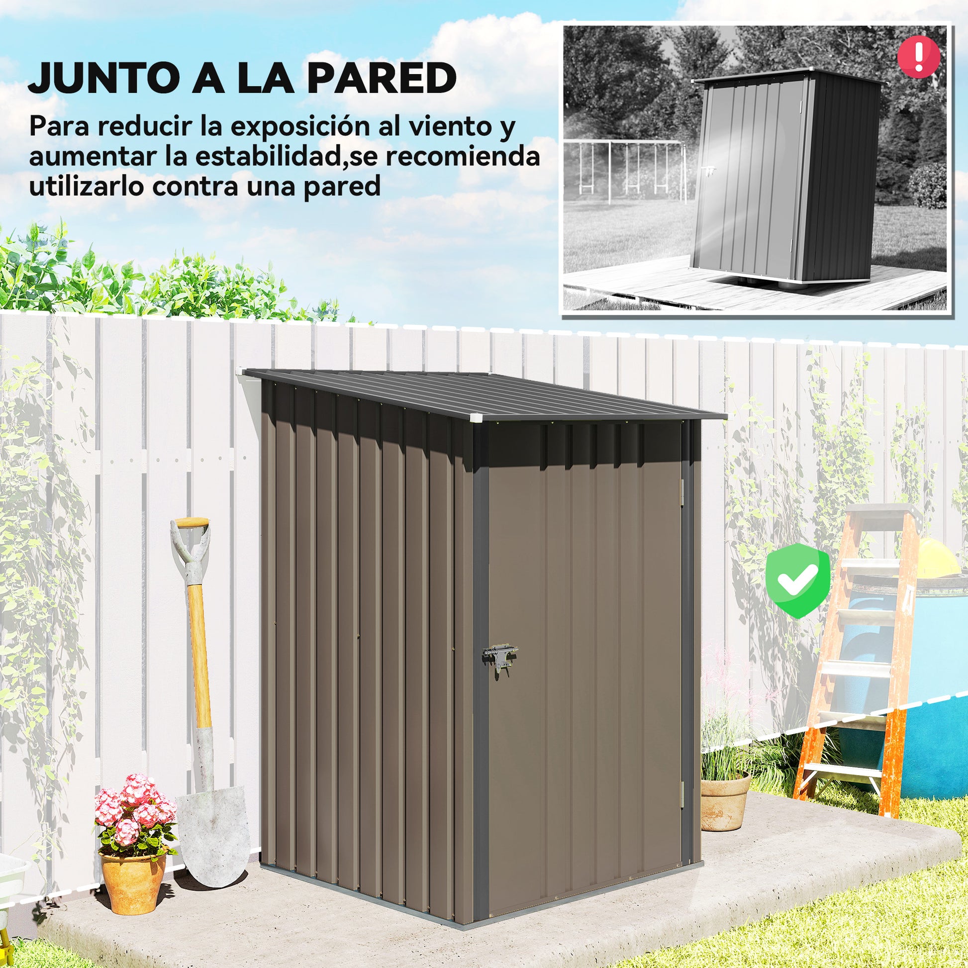 Outsunny Cobertizo De Jardín De Exterior 0,92 M² 100x103x160 Cm Marrón_5