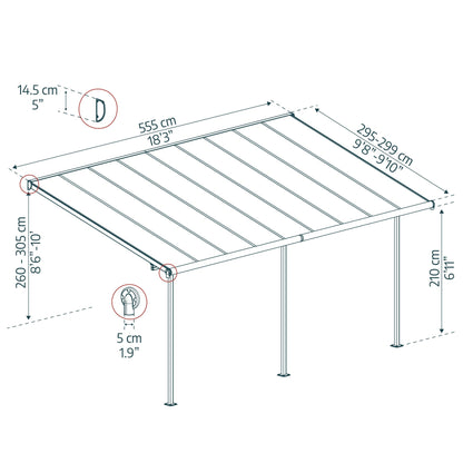 Pérgola adosada Feria 555x299 cm