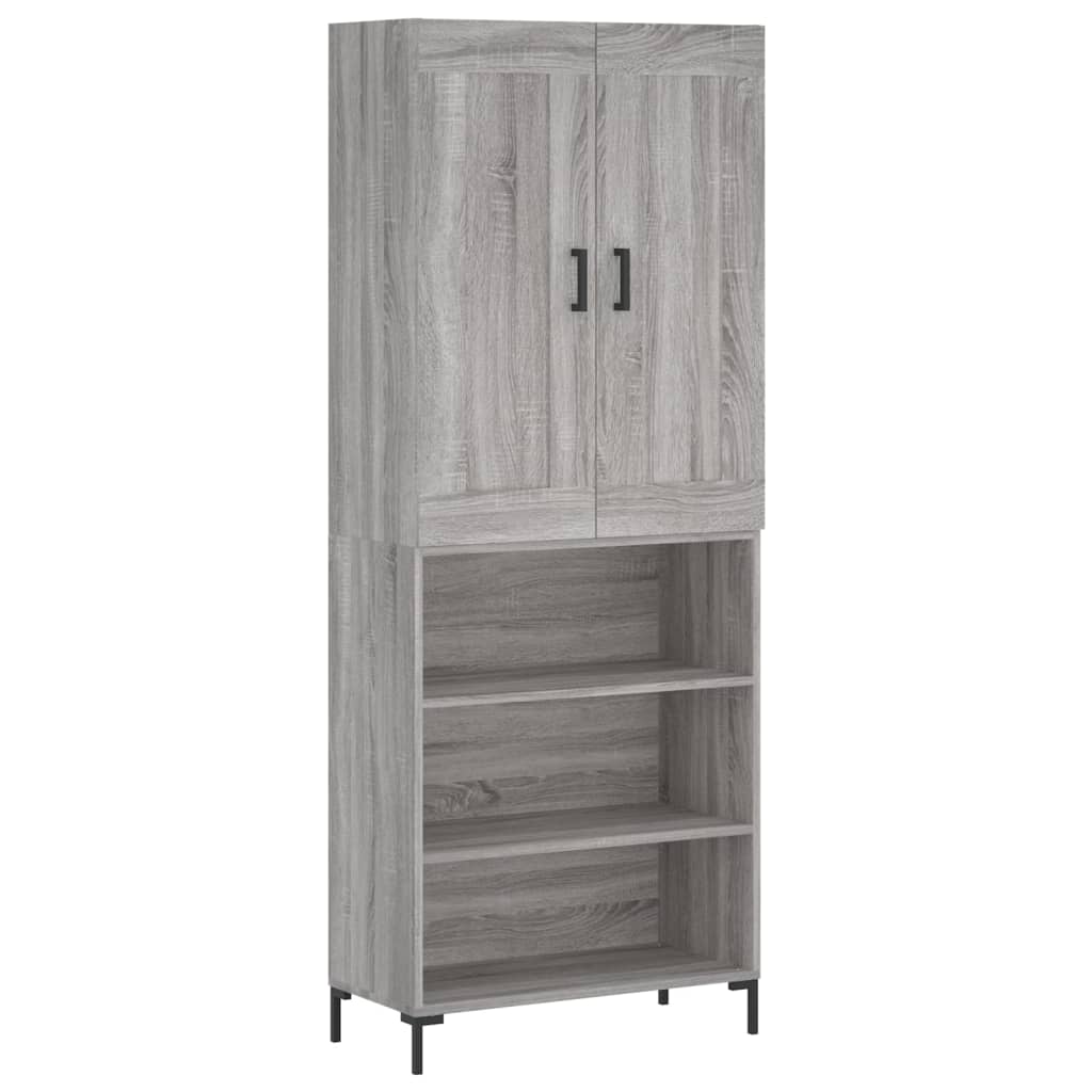 Aparador Alto Madera Contrachapada Gris Sonoma 69,5x34x180 Cm_1