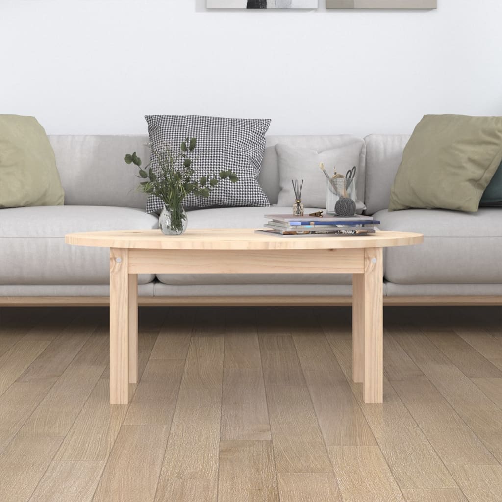 Mesa De Centro De Madera Maciza De Pino 80x40x35 Cm_1