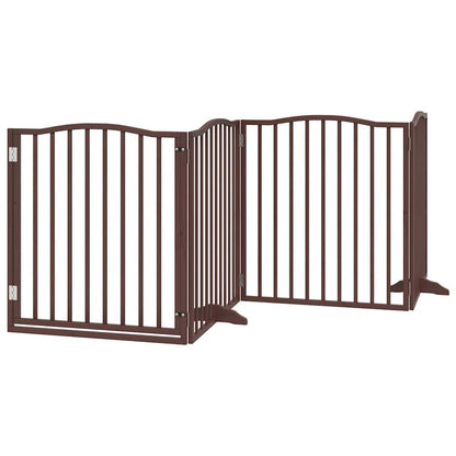 Vidaxl Puerta Para Perros Plegable 4 Paneles Álamo Marrón Roble 320 Cm_0