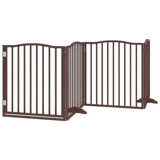 Vidaxl Puerta Para Perros Plegable 4 Paneles Álamo Marrón Roble 320 Cm_0