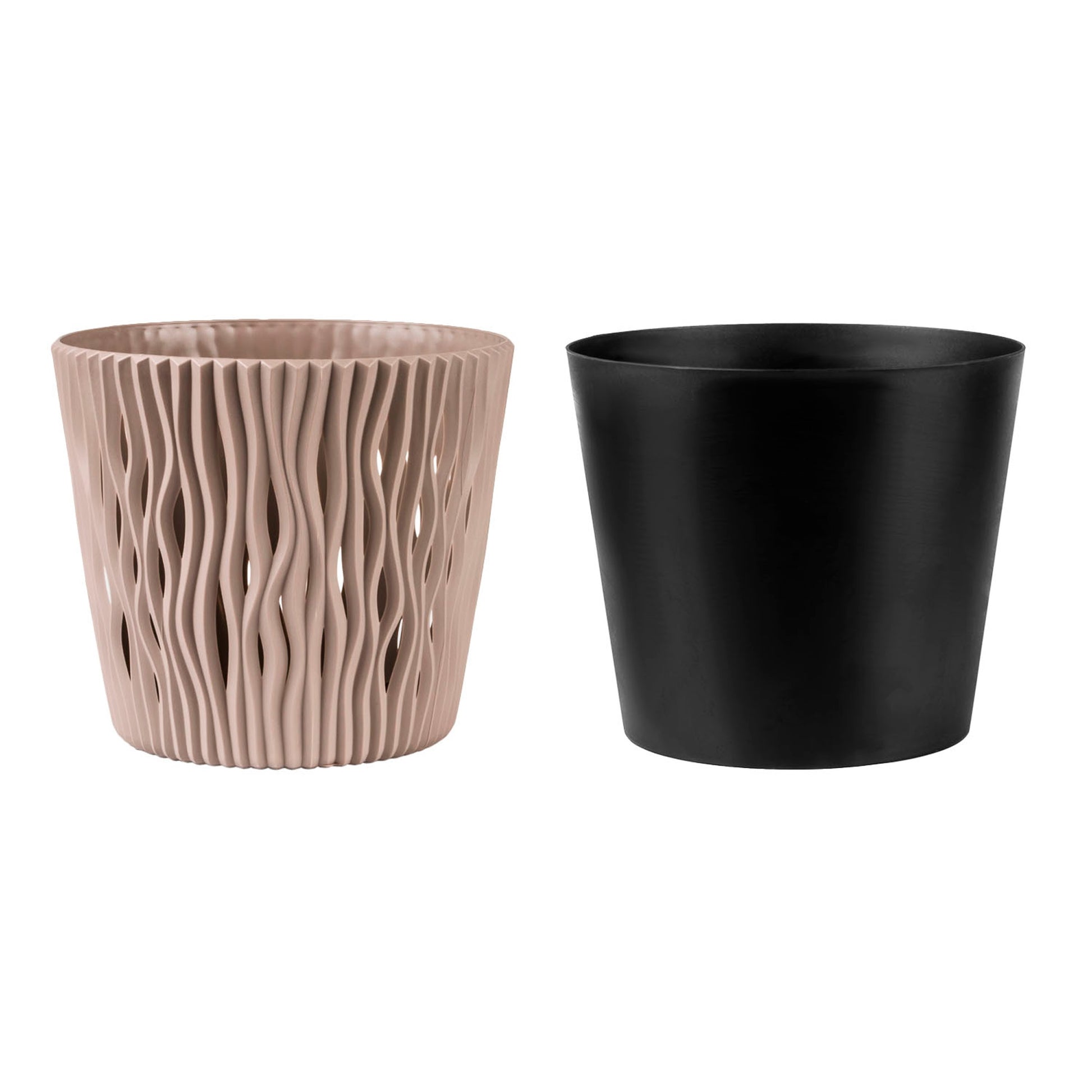 Maceta Redonda De Plastico Sandy Round En Color Mocca 26,2 (largo) X 26,2 (ancho) X 22,2 (alto) Cm_2