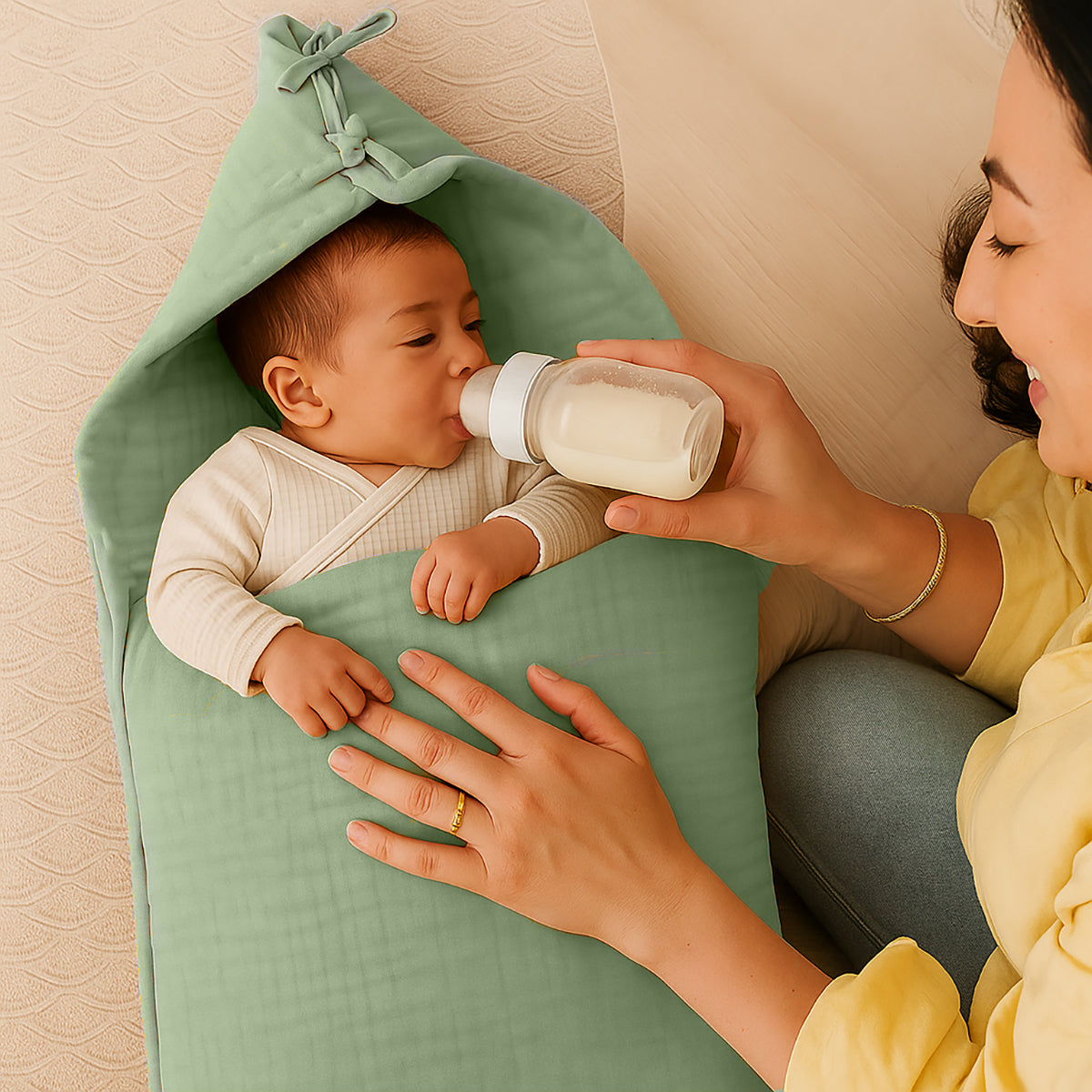 Nido De Bebé  En Algodón Bio Verde_5