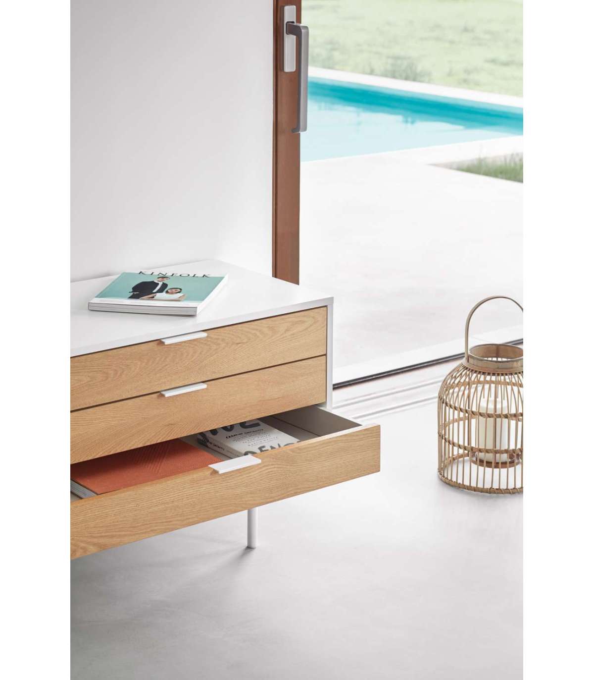 Mueble Para Televisión Modelo Sierra 2 Puertas 3 Cajones Acabado Blanco/roble, 40cm(ancho_4