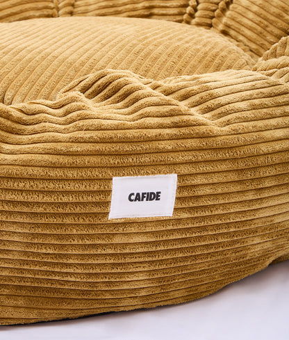 Cafide Cama Donut Para Perro Con Tejido De Pana Naranja. Modelo Nuba. Talla L (100x100x25 Cm)_1