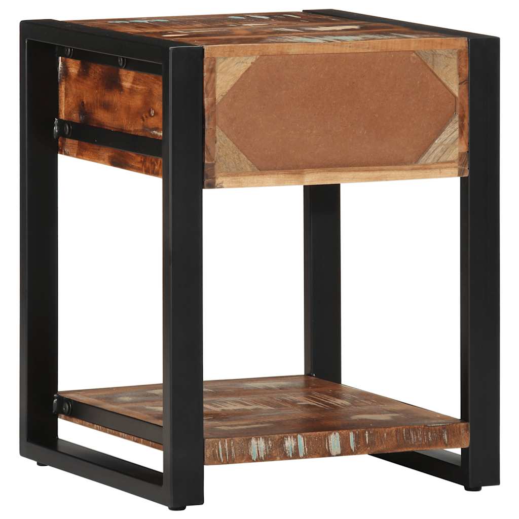 Mesa Auxiliar Multicolor 40x40x50 Cm Madera Maciza Reciclada_3